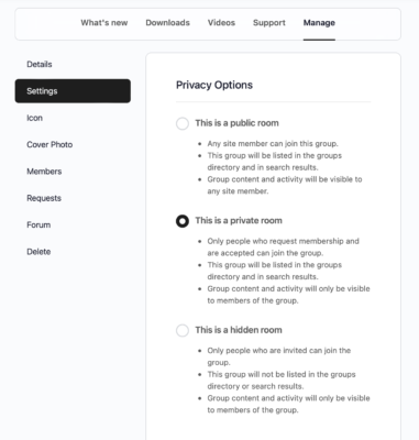Privacy Options Preview